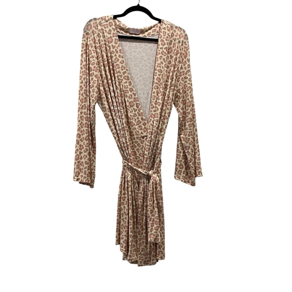 New Pink Lily Blush Leopard Robe Size L
